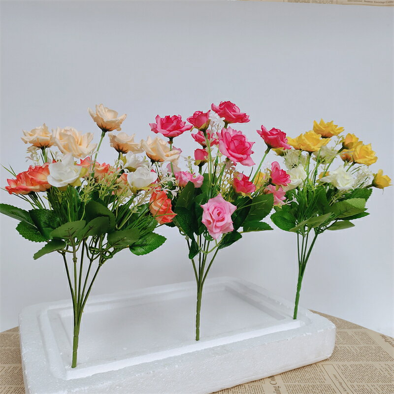 人造花 仿真植物模擬玫瑰花套裝絹花假花塑膠花客廳裝飾花單支擺件花束花藝擺設