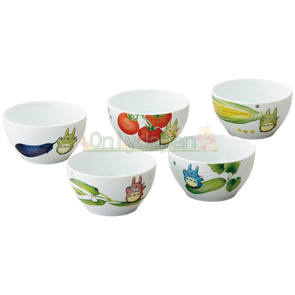 真愛日本 宮崎駿 吉卜力 五入 飯碗 11cm 蔬果彩繪 龍貓totoro 精緻餐具 餐碗 碗 陶瓷碗 18103000016