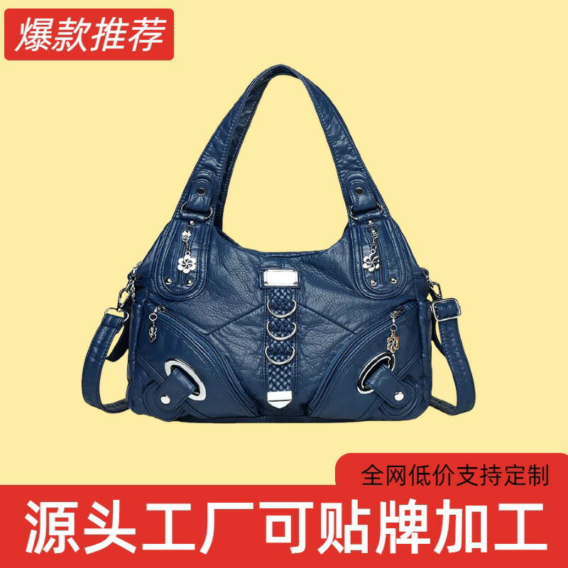 熱銷款女包歐美復古女包潮大容量單肩包機車包女