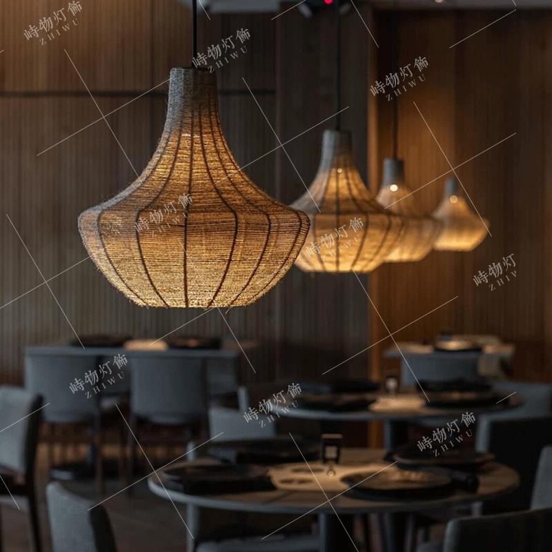 【臺灣公司 可開發票】麻繩吊燈復古禪意中式東南亞酒店民宿餐廳吧臺火鍋店飯店包廂燈具