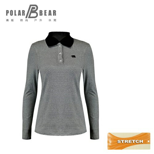 【POLAR BEAR】女彈性條紋長袖POLO衫-18T21