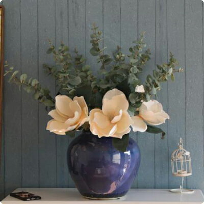 【寶石藍台面花瓶系列-多款可選-1款/組】新中式陶瓷花瓶模擬花套裝家居擺件高端裝飾-90501