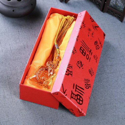 精美福字掛件禮品盒車掛包裝盒子燙金福字防震紅色禮盒可定製LOGO