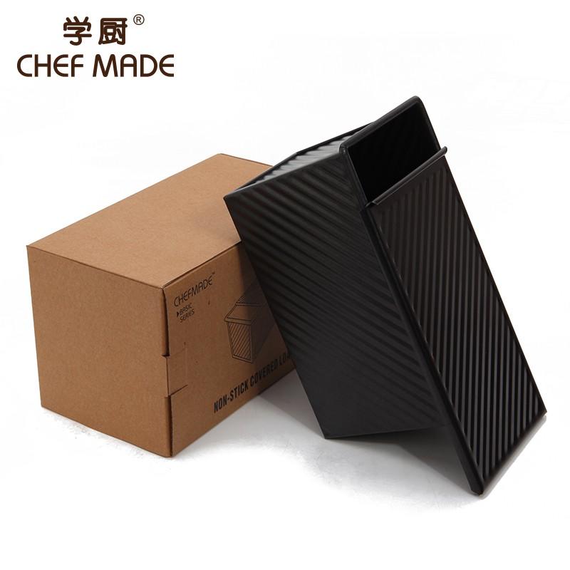 【學廚WK9287-黑色波紋土司盒】波紋滑蓋吐司盒 烘焙模具 450g 12兩 半條土司 吐司盒 烘焙工具