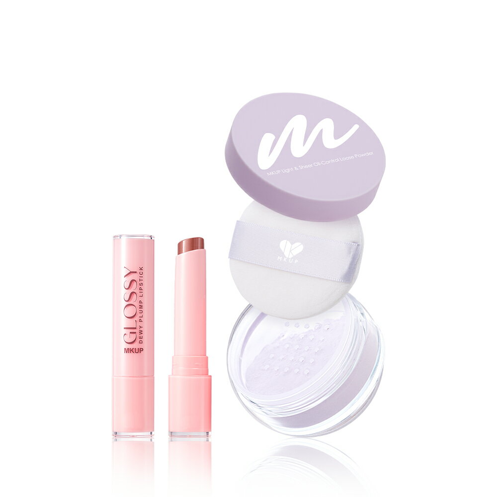 MKUP 美咖【新品上市】高水感玻璃嘟嘟唇膏+蜜粉(粉青春清透柔膚蜜粉/零油光輕透氧氣蜜粉)二擇一