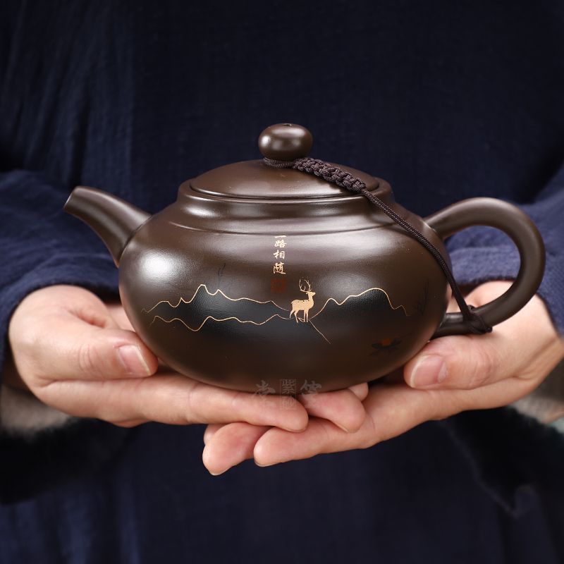 茶壺 紫砂壺 原礦紫砂茶壺大容量仿古名家純手工泡茶壺家用功夫茶具杯套裝大號