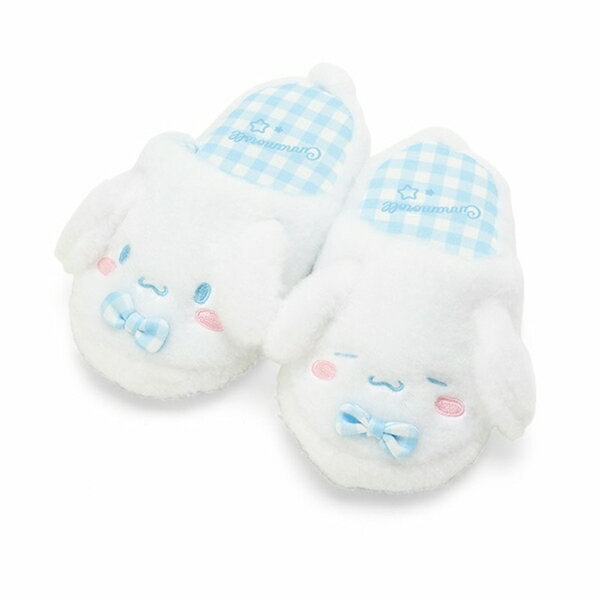 【震撼精品百貨】大耳狗 Cinnamoroll~日本Sanrio三麗鷗 大耳狗兒童絨毛造型室內拖鞋 18cm (藍格子)*62634