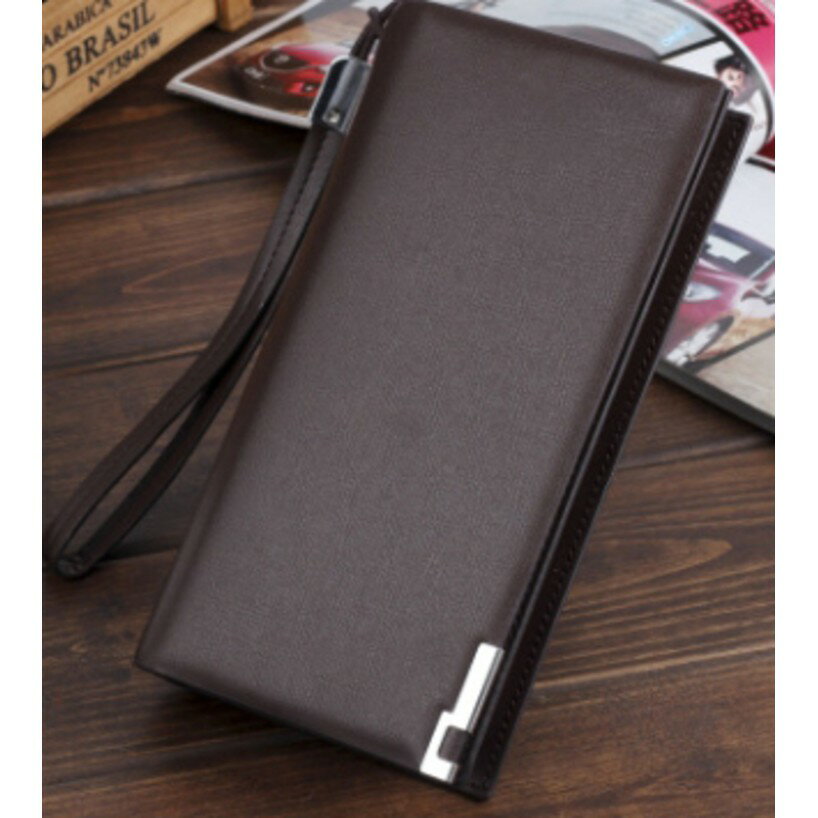 [現貨]長夾 手拿包附禮盒+發票 手機包 可放5.5吋手機 錢包長皮包男用皮夾男夾 真皮多功能商務手機錢包 3