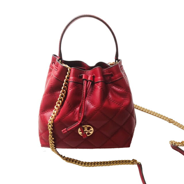 精選★TORY BURCH 萎格浮雕圖案 抽繩鏈條柔軟皮革小號水桶斜跨包 斜背包 82370(預購)~【夏日美包★菲尼斯 國際精品↘3折起】 5