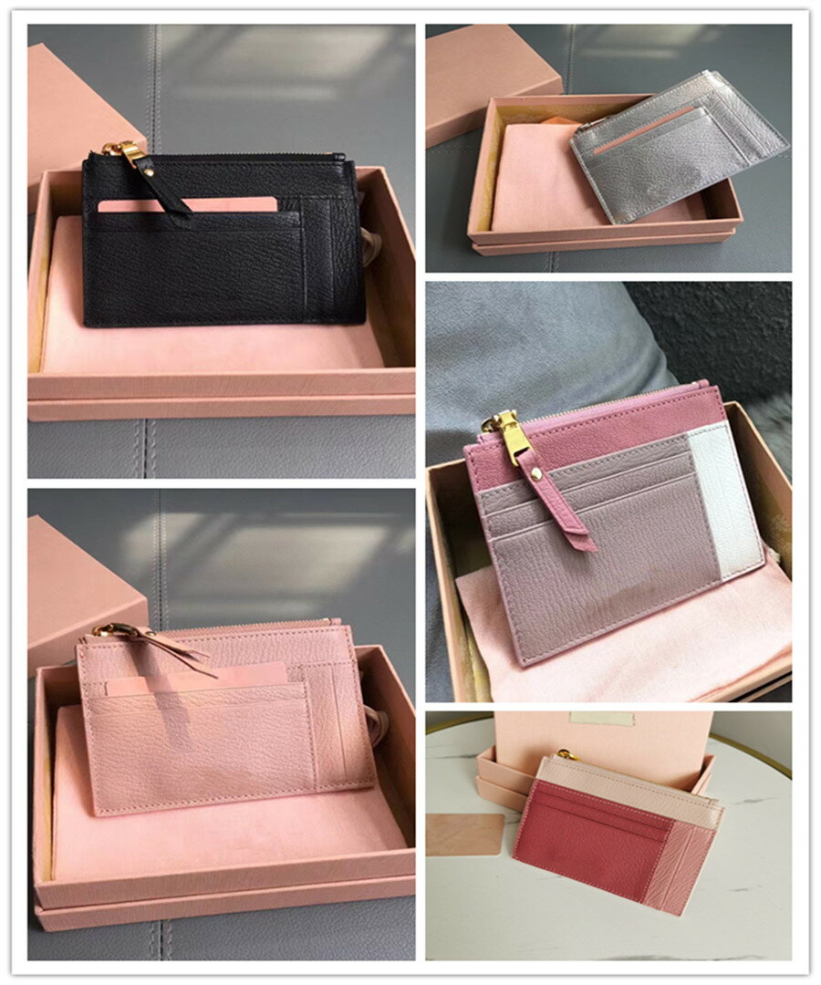 22新款真皮原廠皮拉鏈款拼色零錢包卡包雙面多卡位錢夾4miu5同款