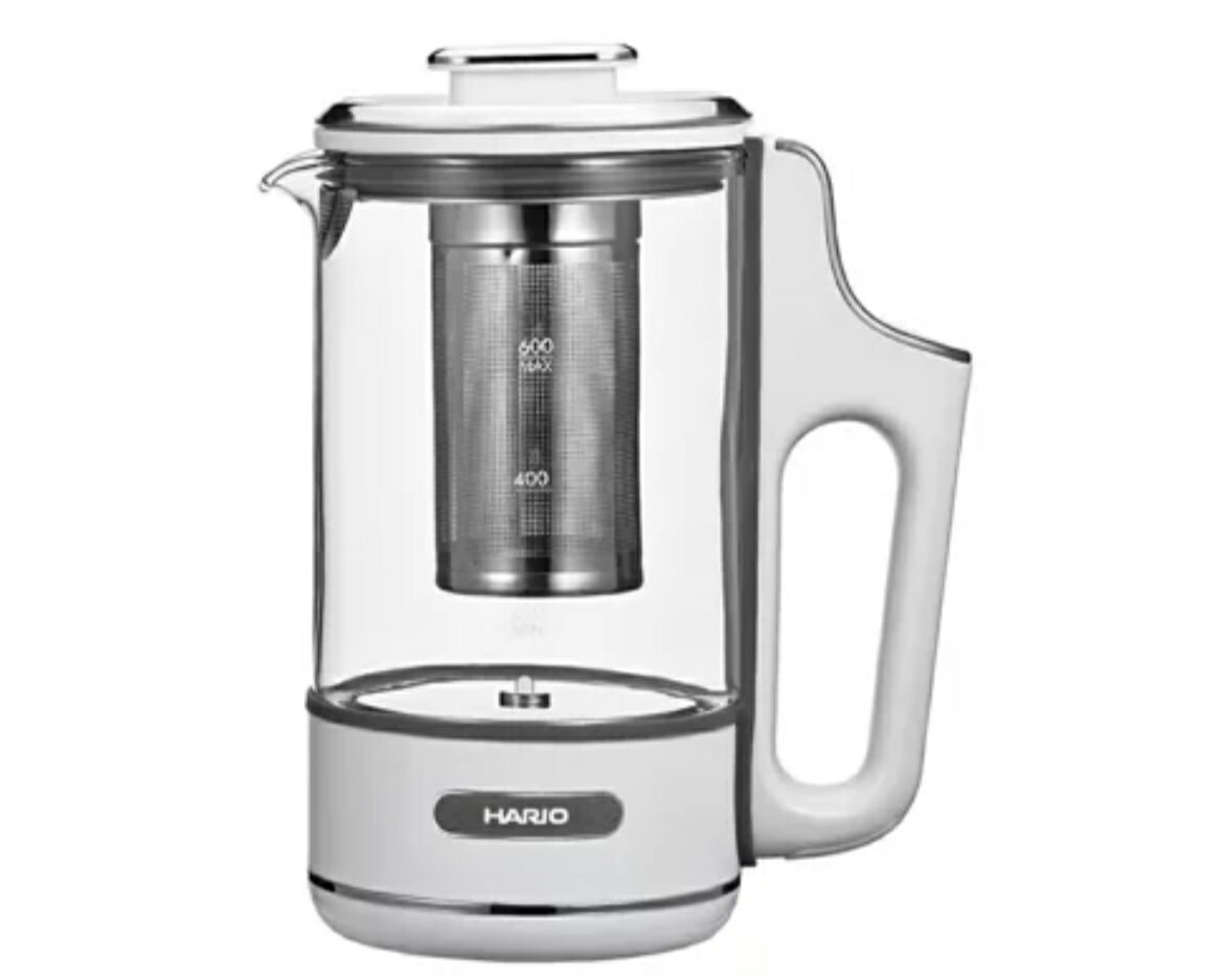 HARIO 全自動 煮茶壺 ETM-600-W 熱水壺 加厚玻璃 花茶壺 熱水壺 600ml 3段溫控 保溫 日本代購