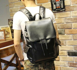 FINDSENSE Z1 韓國 時尚 潮 男 復古 皮質 戶外休閒 翻蓋 學生包 書包 後背包 雙肩包