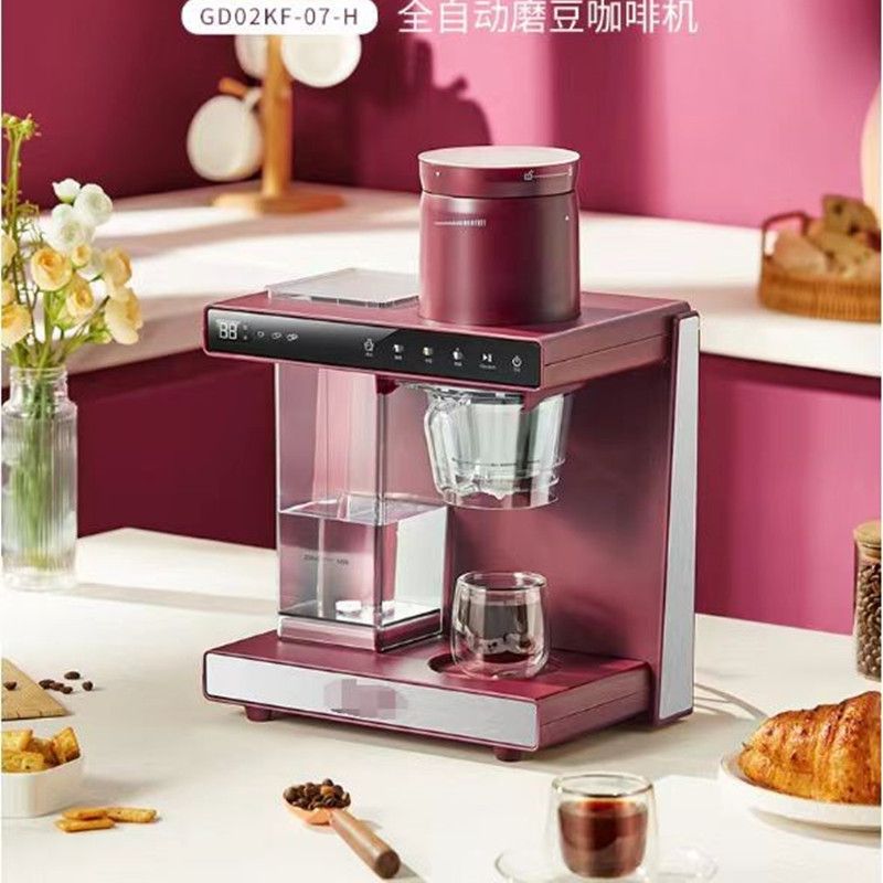 全自動小型家用磨豆咖啡機外貿尾單 黑色酒紅支援定製工廠直銷-創美