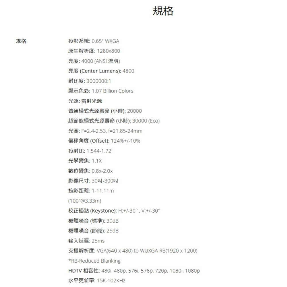 昌運監視器 ViewSonic LSD400W 4,000 ANSI 流明 WXGA 雷射商業/教育投影機 1