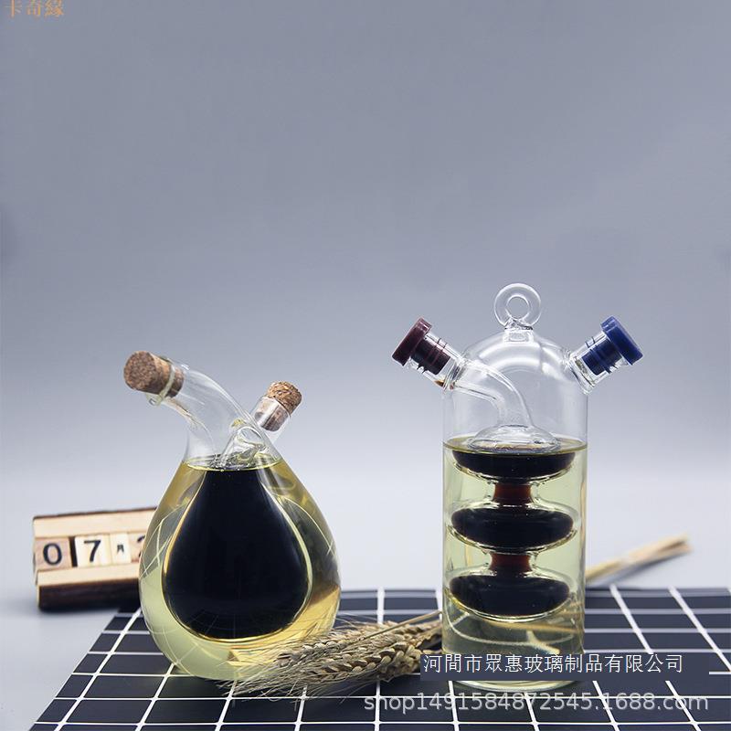 兩用油壺軟木塞透明玻璃密封油壺家用創意廚房醬油瓶醋瓶調料瓶