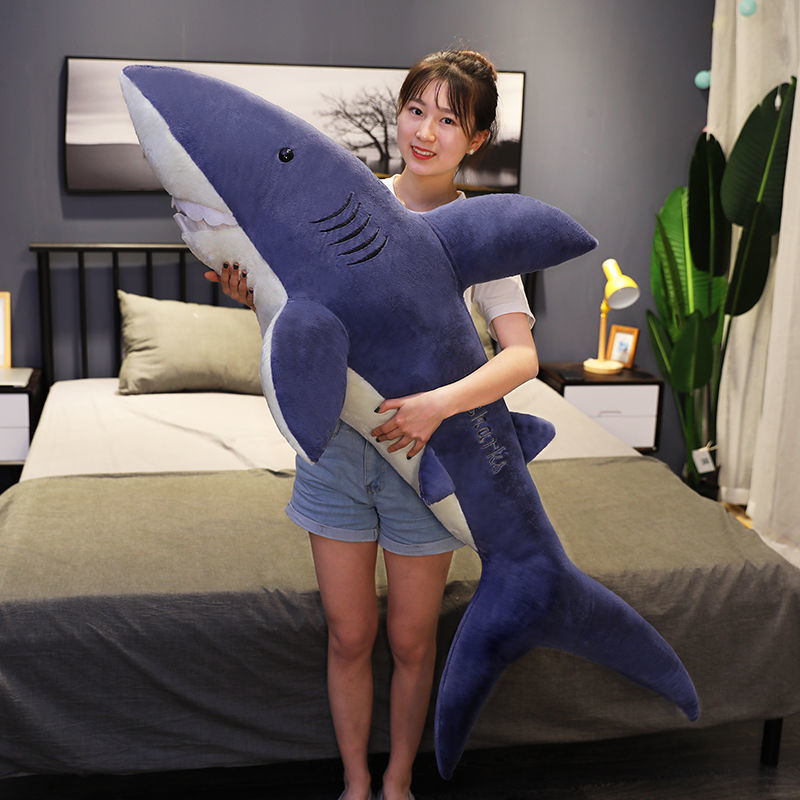 鯊魚玩偶毛絨玩具可愛大號娃娃公仔床上抱著睡覺長條枕抱枕男生款