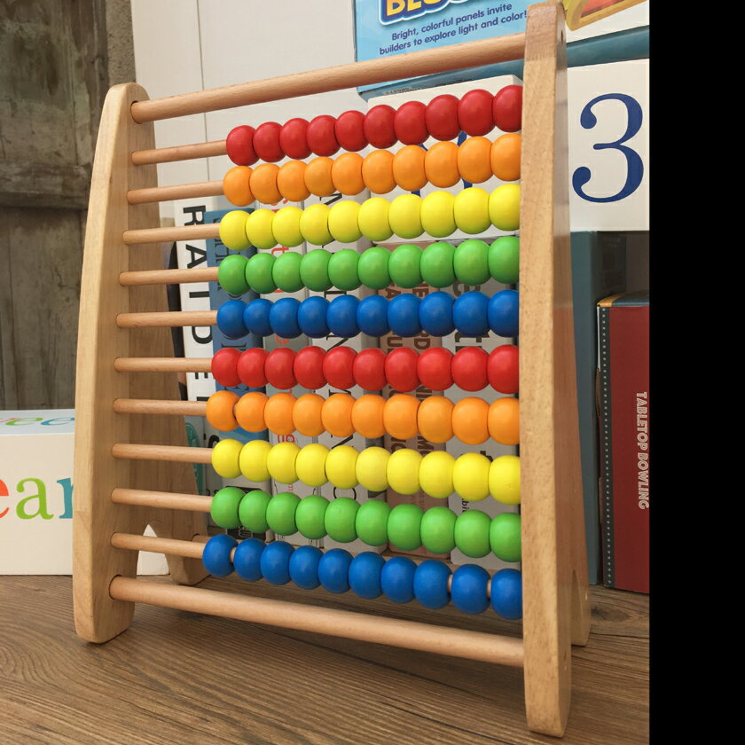串珠繞珠早教益智玩具計算架 積木櫸木彩虹學習兒童算盤珠 木丸子