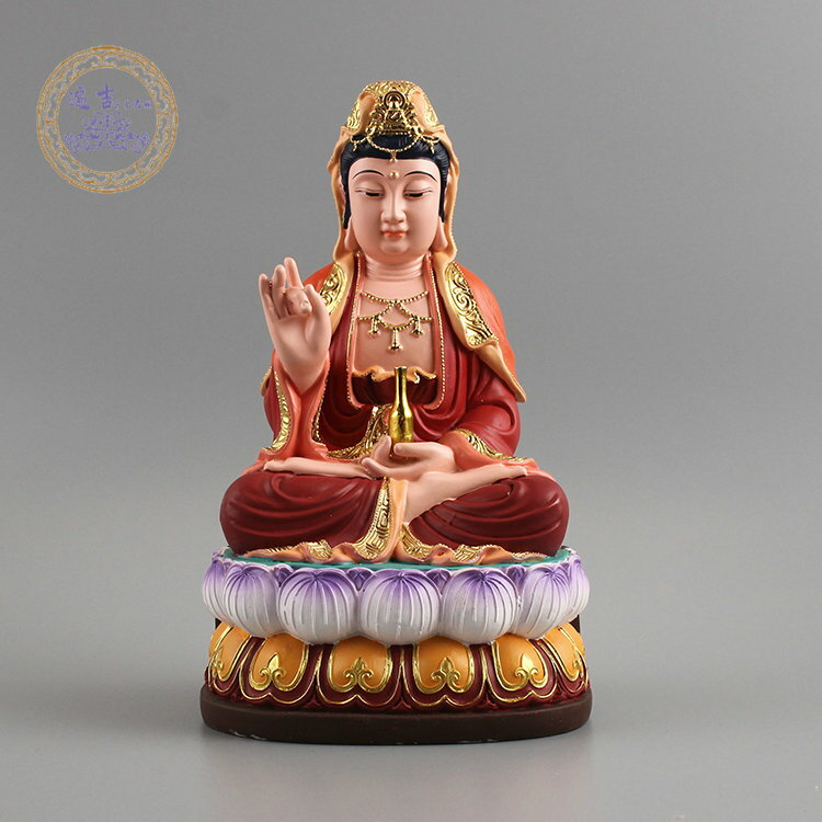 觀世音菩薩佛像觀音菩薩彩繪樹脂工藝品擺件佛教平安佛像結緣包郵