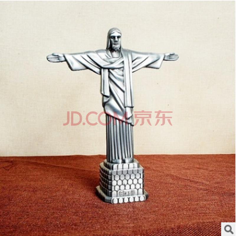 耀莎 世界知名地標建筑模型巴西耶穌像擺件基督教圣像徒禮品創意家居客廳房間裝飾擺件旅游紀念品 耶穌像C款灰色