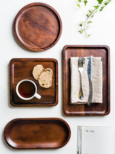 摩登主婦日式黑胡桃木質托盤長方形實木茶水杯子茶盤家用木頭餐具
