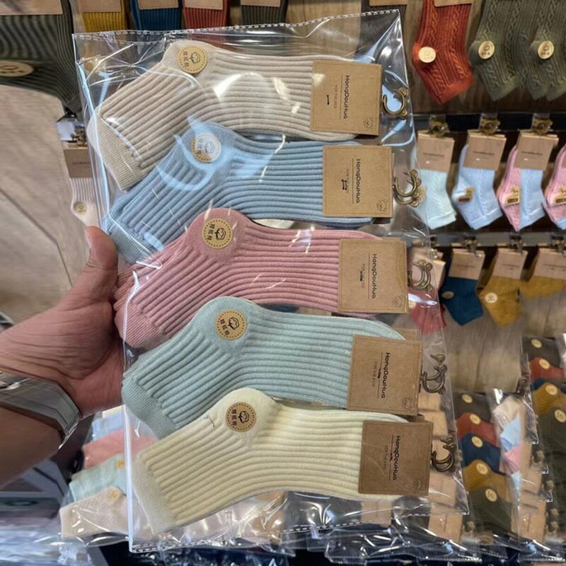✨台灣現貨📦 五雙一組 批發價 中長襪 秋冬襪 男襪 女襪 中長襪 純色系 馬卡龍色系 休閒襪 一組五雙 #丹丹悅生活 1