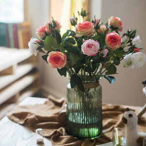 掬涵 旅人玫瑰保濕玫瑰花 多層次精致仿真花 婚慶祝福花藝套裝