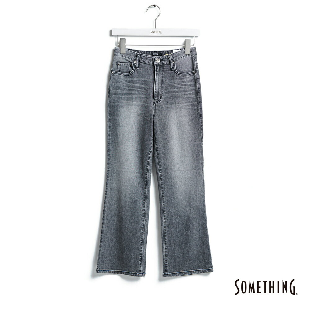 SOMETHING 女款 LISA丹寧九分靴型喇叭褲 (灰色)