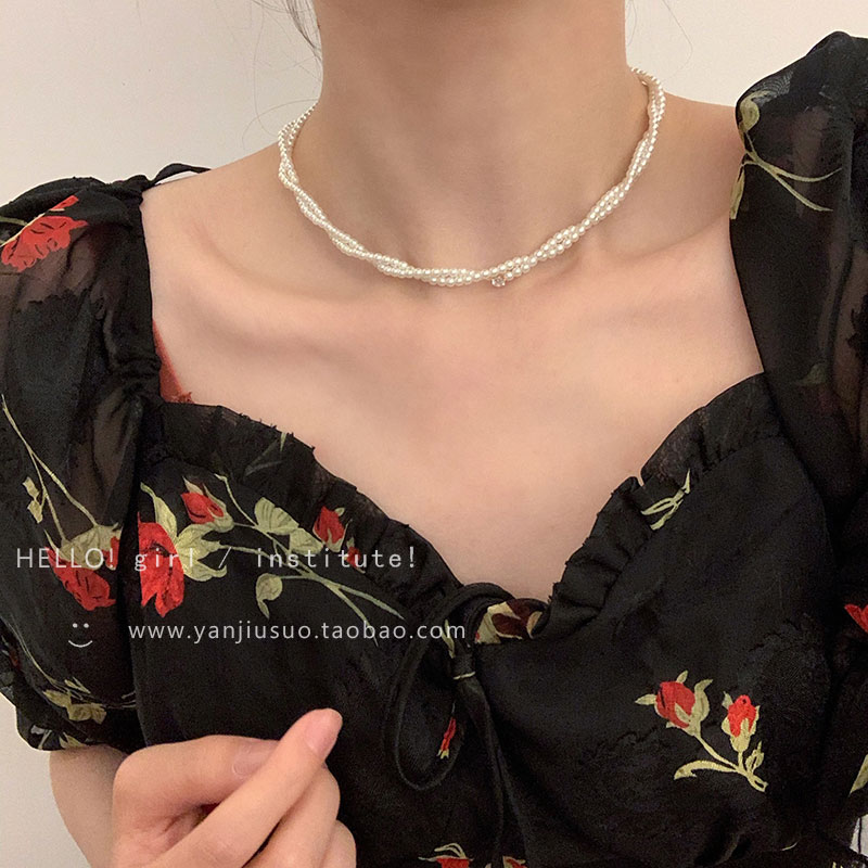 珍珠項鏈女鎖骨鏈夏2021年輕奢小眾設計感簡約氣質choker頸鏈 1