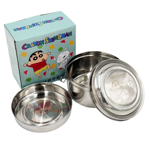 【晨光】蠟筆小新 圓形雙層不鏽鋼便當盒 14cm(903635)【現貨】