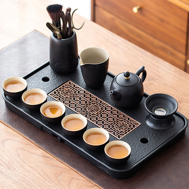 茶具一整套茶壺茶杯蓋碗簡約辦公家用功夫茶具套裝小茶盤輕奢現代