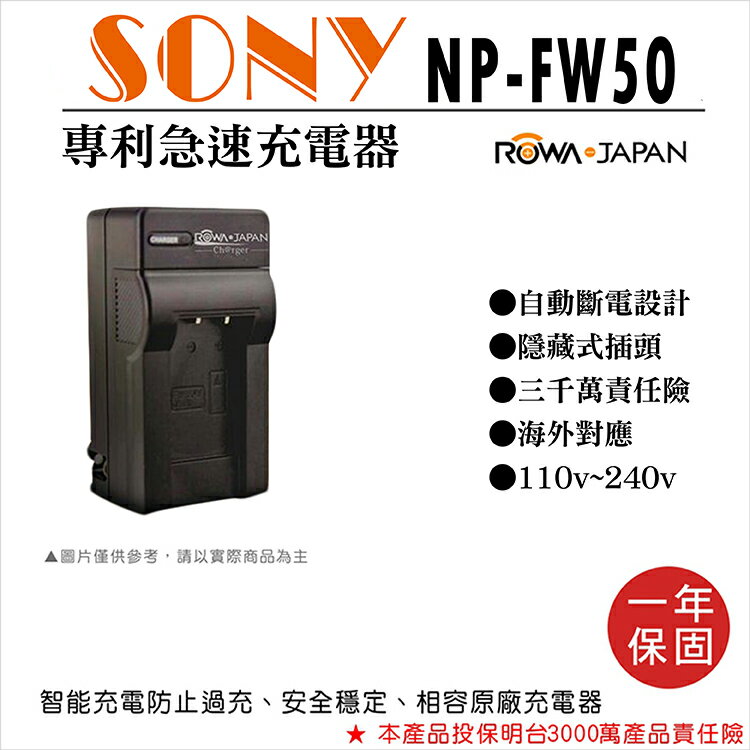 攝彩@樂華 Sony NP-FW50 快速充電器 副廠壁充式座充 1年保固 自動斷電 NEX3 NEX5 NEX6