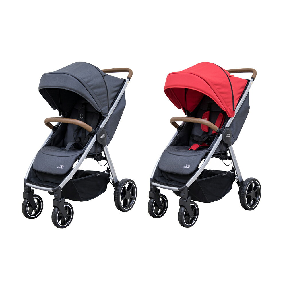 Britax Romer B-Agile M 豪華四輪推車(深空灰/熱情紅)  贈雨罩、杯架【甜蜜家族】