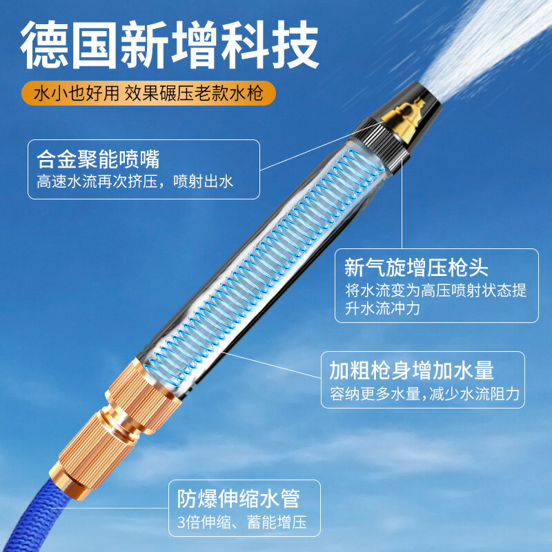 洗車水槍增壓水管彈力伸縮沖水噴水槍沖地面庭院陽臺沖洗家用清潔