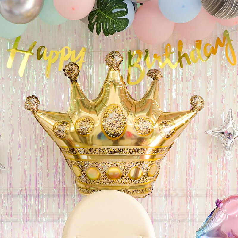 公主皇冠鋁膜氣球寶寶生日裝飾氣球周歲派對婚禮布置卡通氣球兒童
