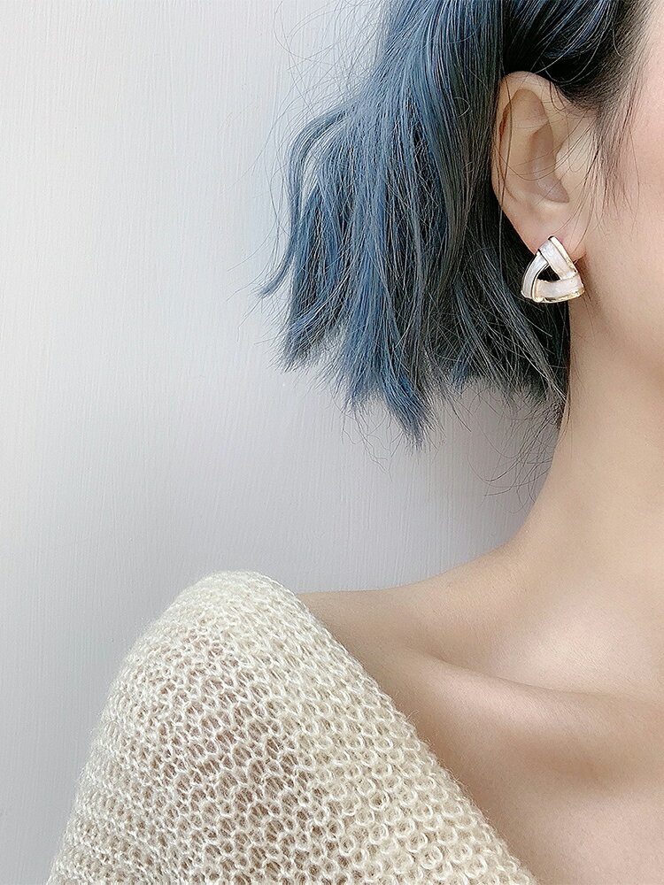 幾何耳釘ins風復古耳環設計感三角形法式耳墜女新款氣質銀針耳飾