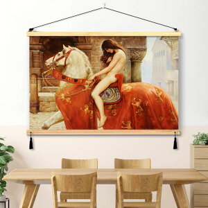 馬背上的戈黛娃夫人掛畫世界名畫名人物油畫客廳餐廳性感裸裝飾畫