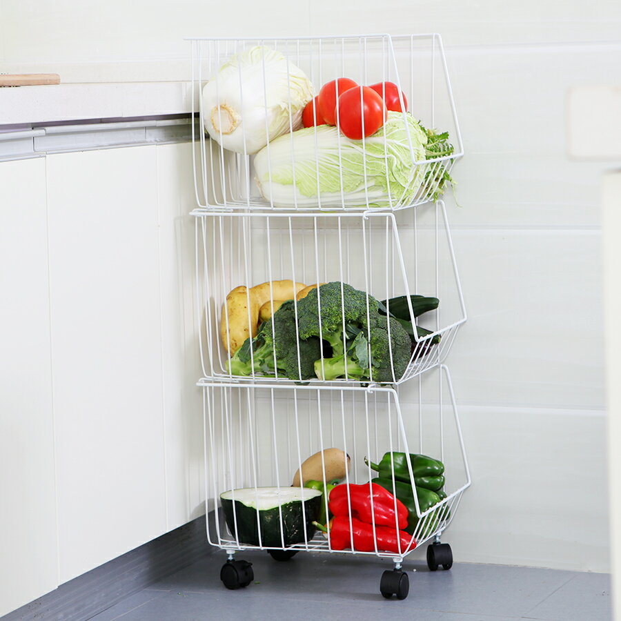 家用廚房置物架水果蔬菜移動收納架多功能整理儲物層架落地帶輪