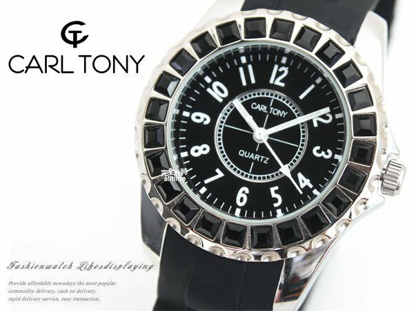 【完全計時】手錶館│CARL TONY 晶鑽魅惑腕錶 防水矽膠錶帶系列 CT3010-1-銀框