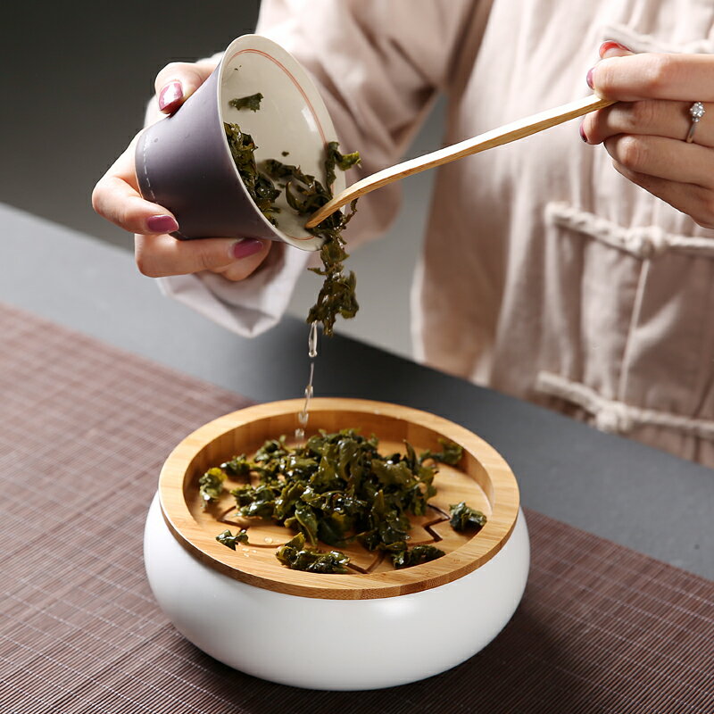 傳藝窯陶瓷建水日式小號茶洗水盂茶渣桶竹製脂白水洗功夫茶具配件