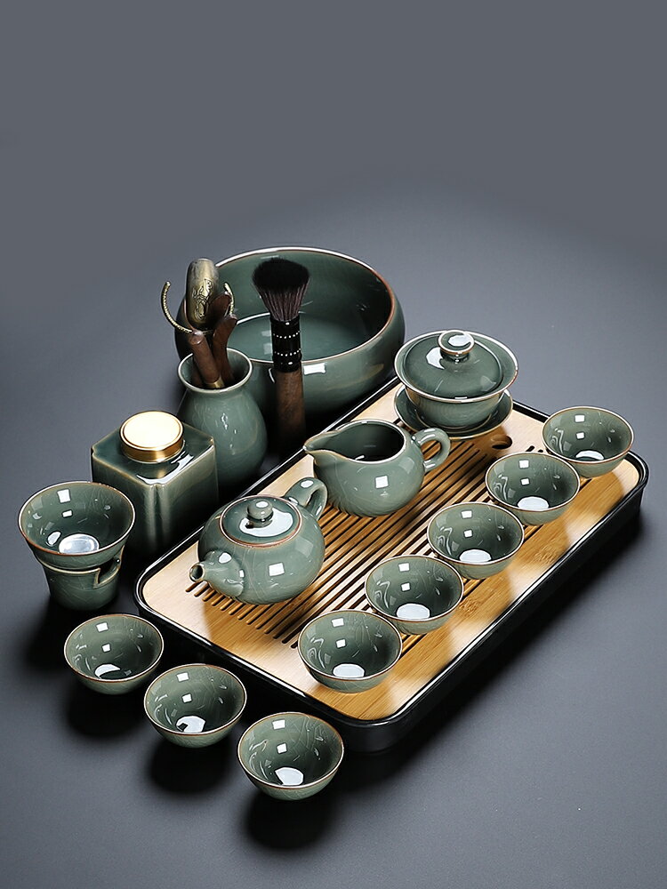 哥窯茶具套裝輕奢高檔家用辦公室會客中式小型泡茶神器陶瓷功夫茶