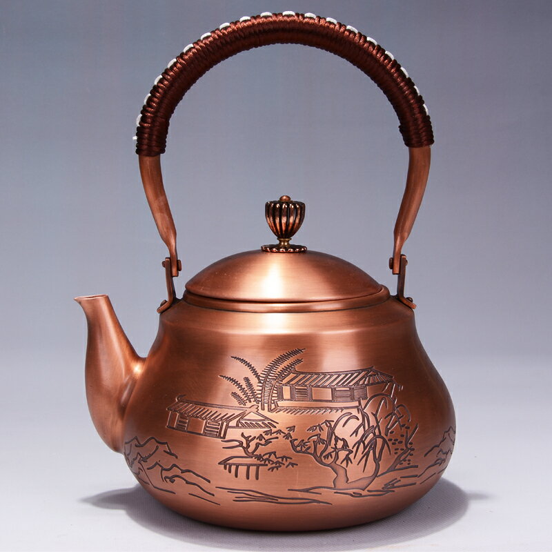 京界臨銅壺 煮茶壺手工原色紫銅壺 燒水壺茶具銅器 養生壺泡茶壺