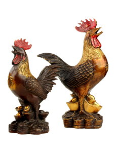 彩繪銅公雞擺件十二生肖金錢元寶雞家居裝飾品擺設工藝禮品
