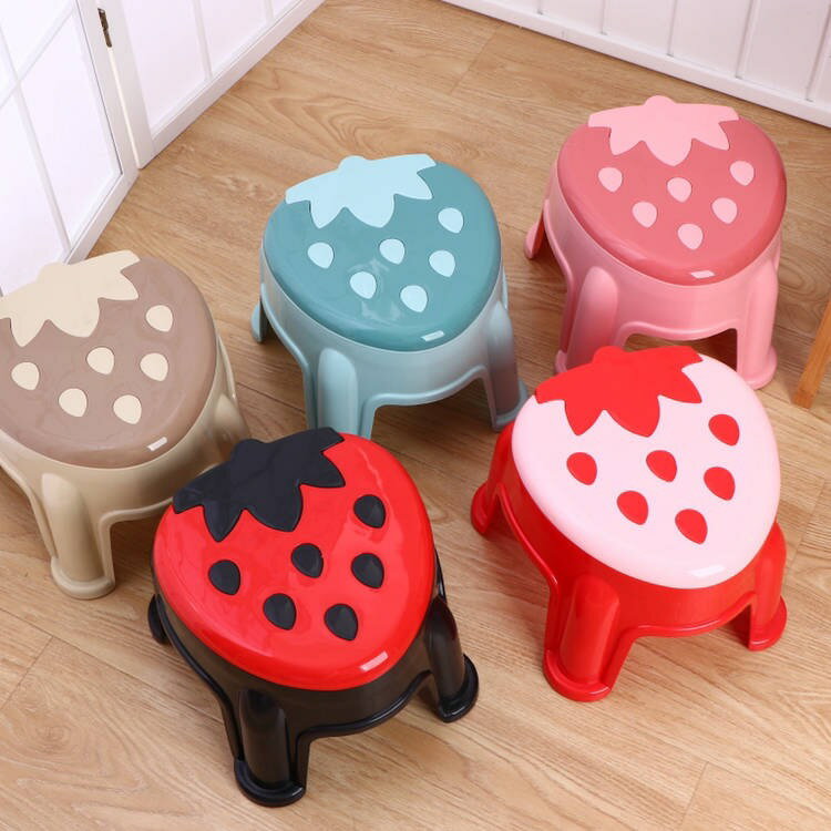 加厚兒童塑料草莓凳子家用成人浴室防滑寶寶小板凳卡通椅子幼兒園