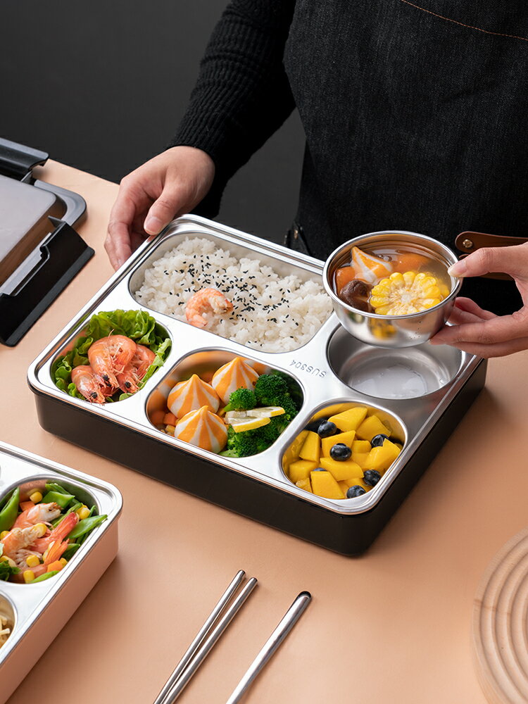 學生大號飯盒帶湯碗一體不銹鋼保溫分格餐盒便攜上班族便當盒餐具