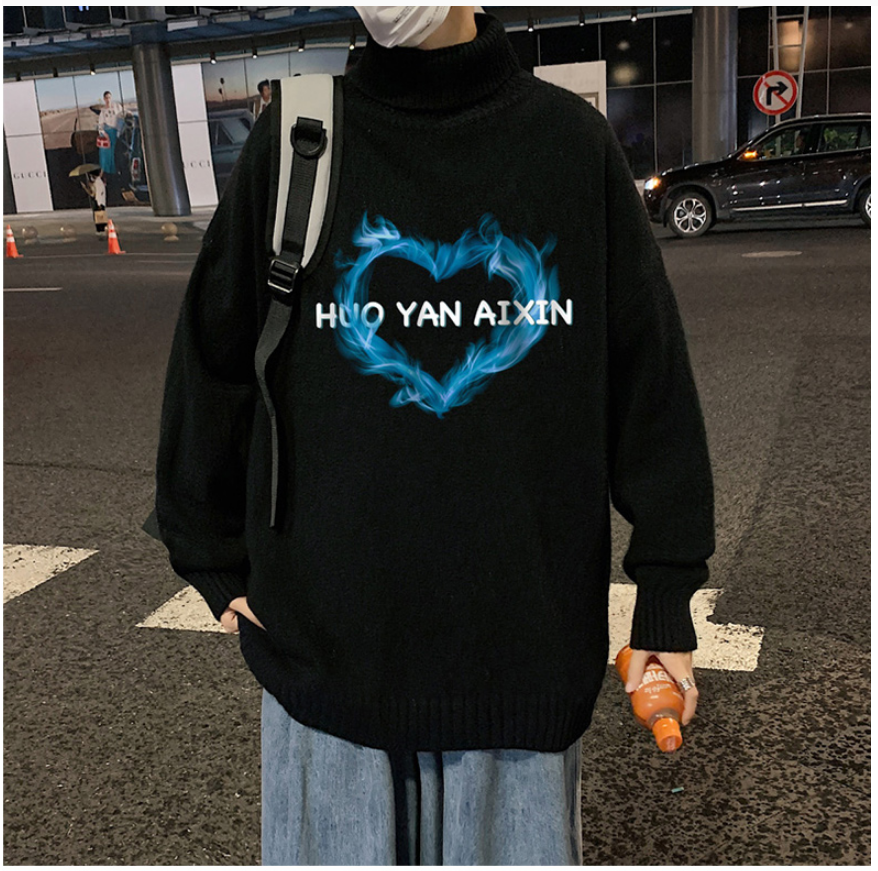 FINDSENSE X 男士高領毛衣男士翻領針織衫上衣粉色