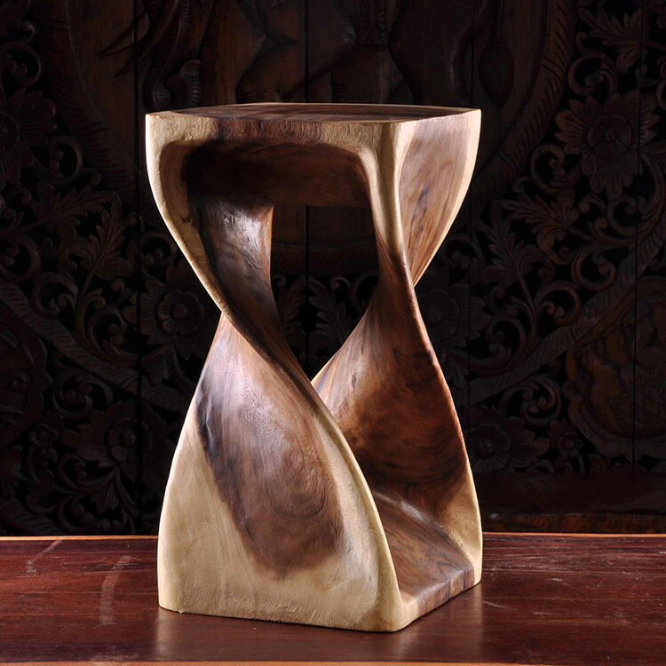 泰國純手工實木雕刻花架東南亞家居原木裝飾品擺件創意個性換鞋凳1入