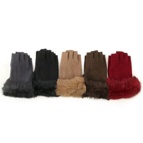 【領券滿額折100】 日本Angora安哥拉羊毛露指保暖手套