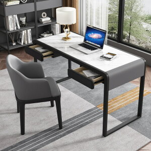 電腦桌 辦公桌 意式極簡巖板書桌輕奢現代 實木電腦辦公桌 書架書房家具套裝組合
