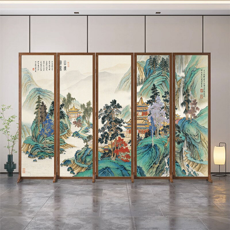 新中式實木屏風隔斷客廳高階折疊移動辦公會議室現代簡約山水/屏風/擋風屏/隔斷屏/遮擋屏/折疊屏/玄關屏風/客廳屏風