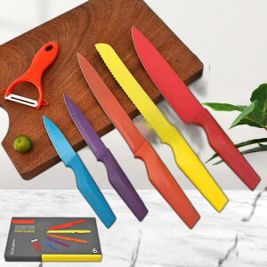 菱角柄刀具6套套裝廚房切菜切肉不鏽鋼套刀